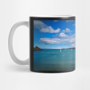 Wonderful Ocean & Clouds With Small Sailing Boats - Coastal Scenery Mug